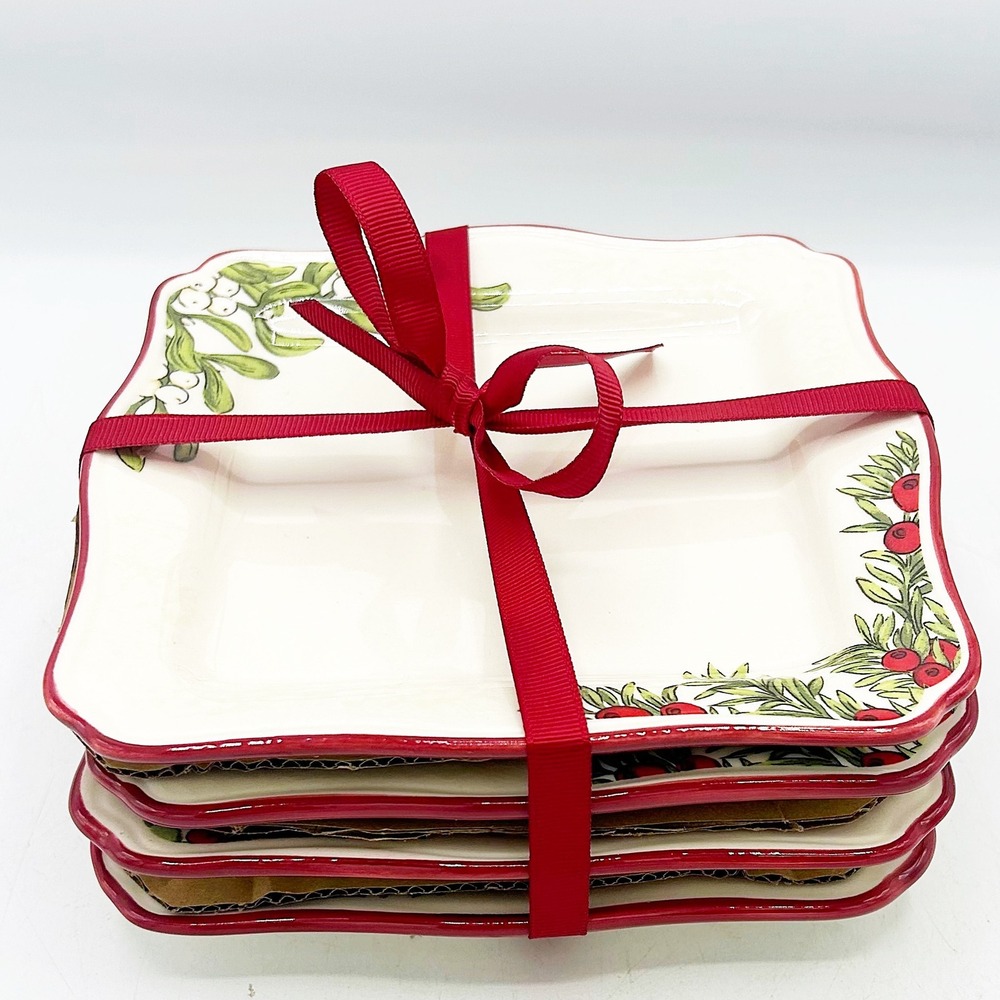 Better Homes & Gardens Square Appetizer Plates Set of 4 Heritage‎ Collection